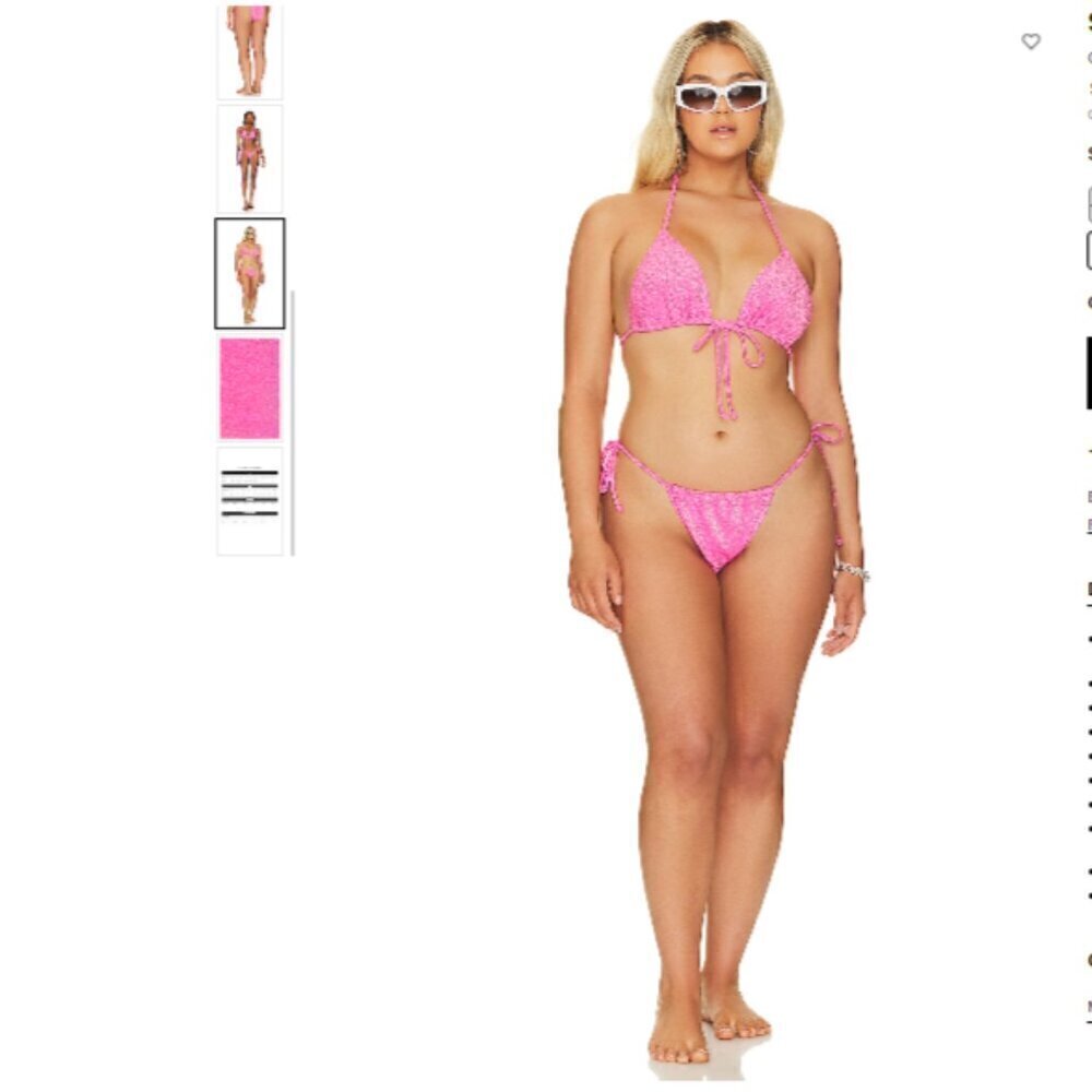 NWT Good American Sexy Tiny Ties Bachelorette Hot Pink Bikini Bottom Size 6 3XL